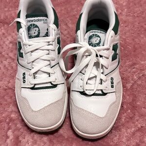 New Balance 550 White and Dark Green Sneakers